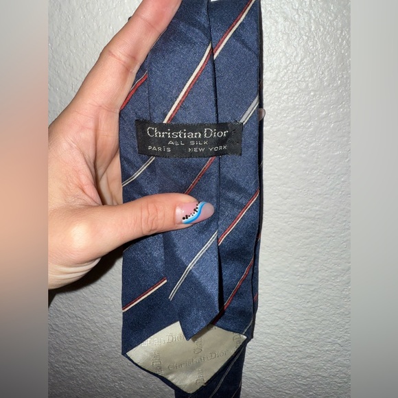 Vintage Dior Classic Blue Striped Silk Tie - Picture 1 of 5
